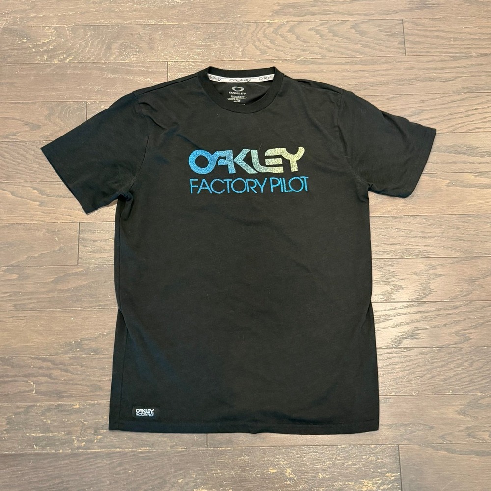Oakley Factory Pilot Mens T-Shirt Black Regular Fit Hydrolix Graphic Tee Size M